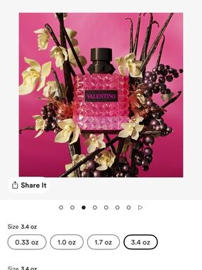 Valentino Pink Studded Perfume Bottle with Black Cap